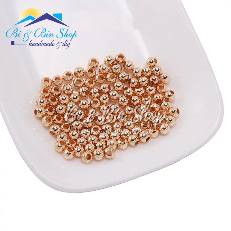 50 Hạt Charm Bi Tròn Bằng Kim Loại Làm Vòng Đeo Tay, Dây Chuyền, Làm Trang Sức Handmade