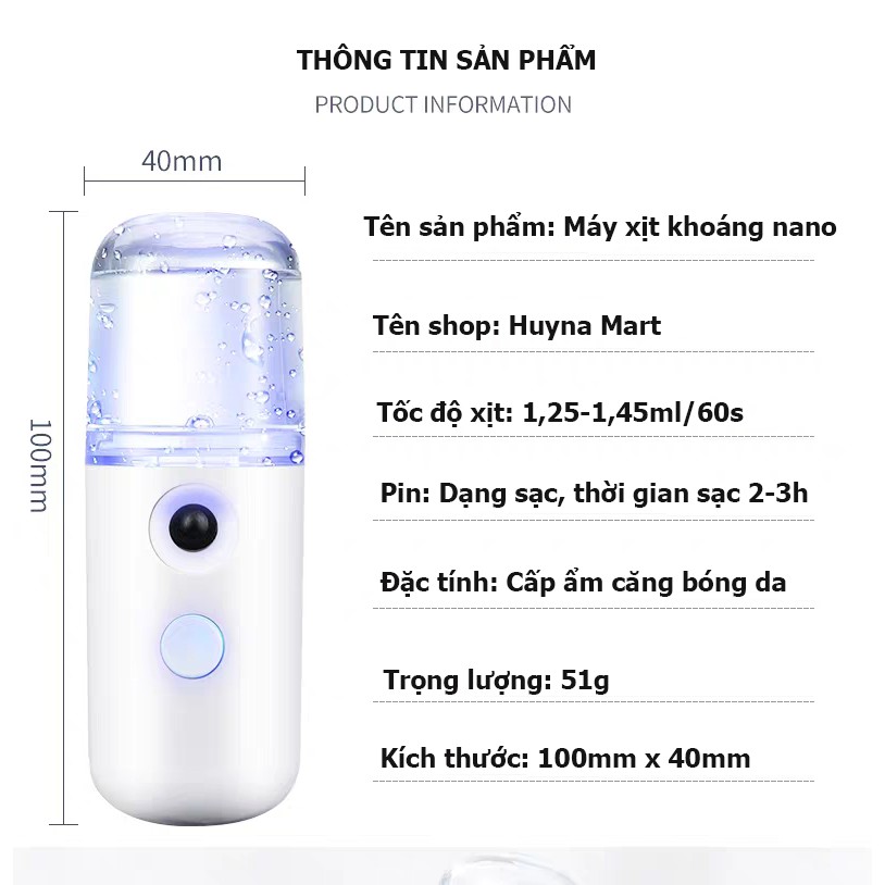 Máy Xông Mặt Xịt Khoáng Nano Mini Cầm Tay MX01