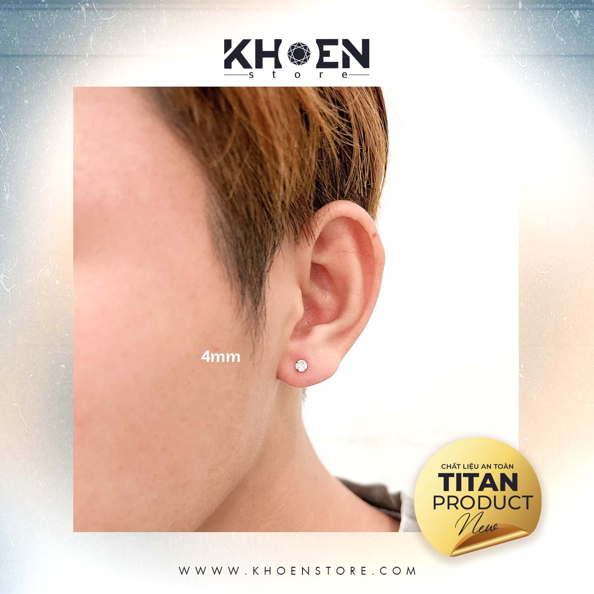 (1 Chiếc) Khuyên Chân dẹp Đá - Titan - Khoen Store