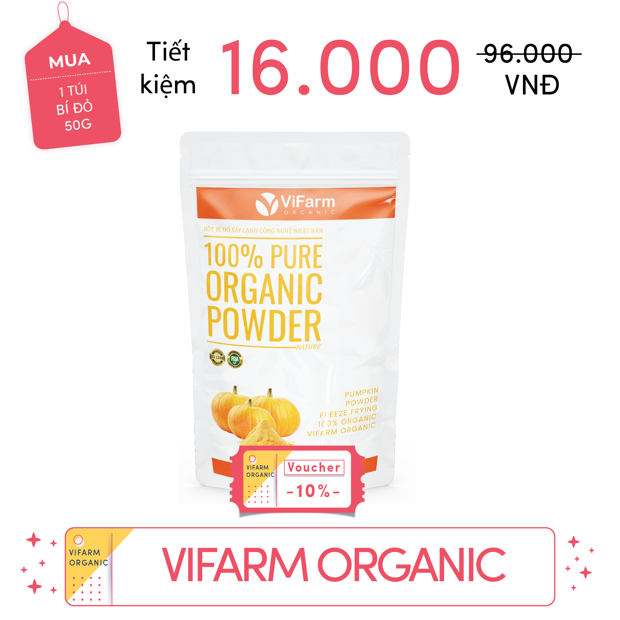 Bột Bí Đỏ Nguyên Chất ViFarm 50g