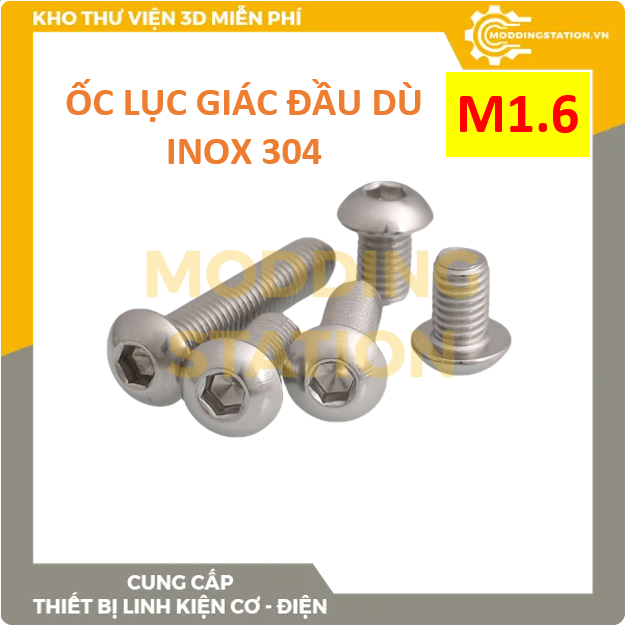 Hex socket button head screw sus 304 size m1.6mm