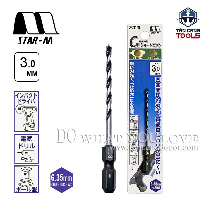 1 mũi khoan gỗ star m bước thưa ngắn chuôi dài lục giác series 1