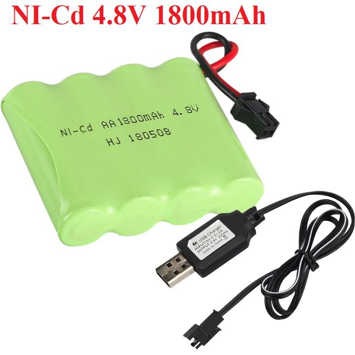 Bộ pin và cáp sạc 4.8v 1800mah cho xe mô hình điều khiển từ xa
