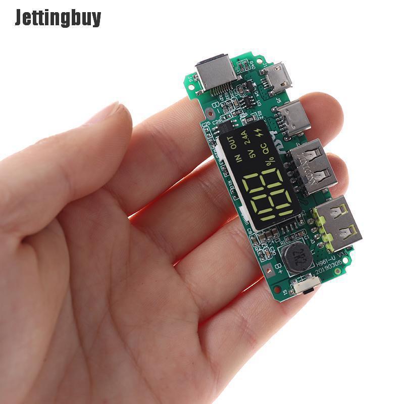 Jettingbuy Bảng sạc điện di động LED kép USB Micro Type-C bảo về mạch USB-INTL