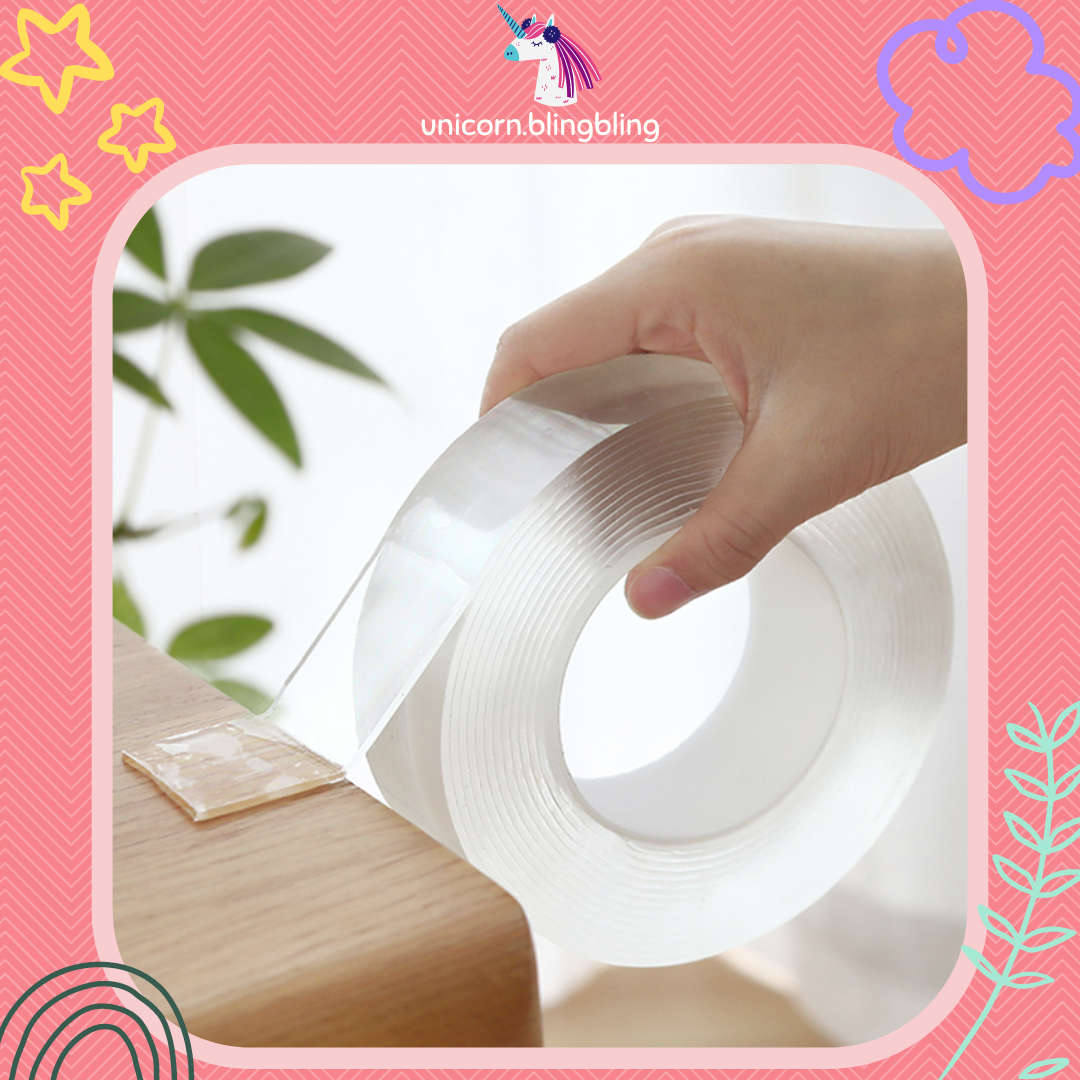 Băng keo dẻo 2 mặt dán đồ dùng gia đình trong suốt siêu dính đa năng
