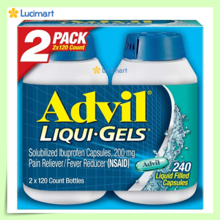 HCMViên giảm đau Advil Liqui-Gels 200 mg 2 hộp 240 viên Hàng Mỹ hạn dùng thumbnail