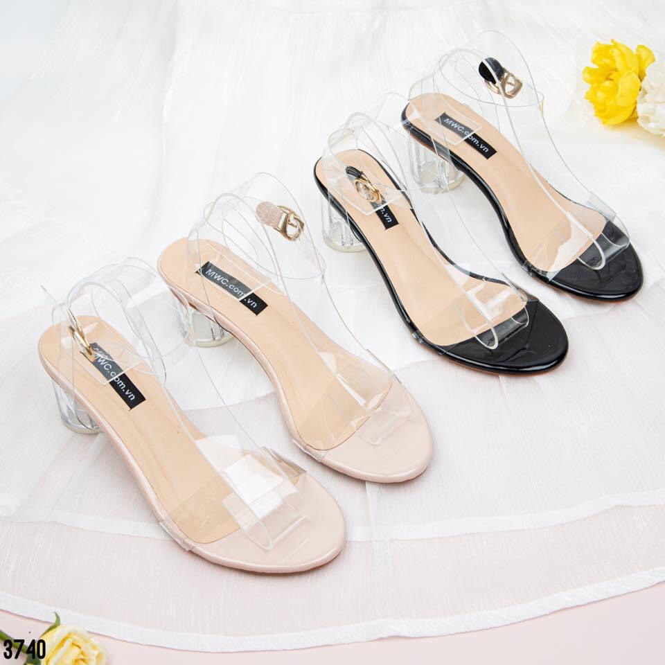 Freeship sandal nữ dây mảnh quai trong suốt gót 5cm