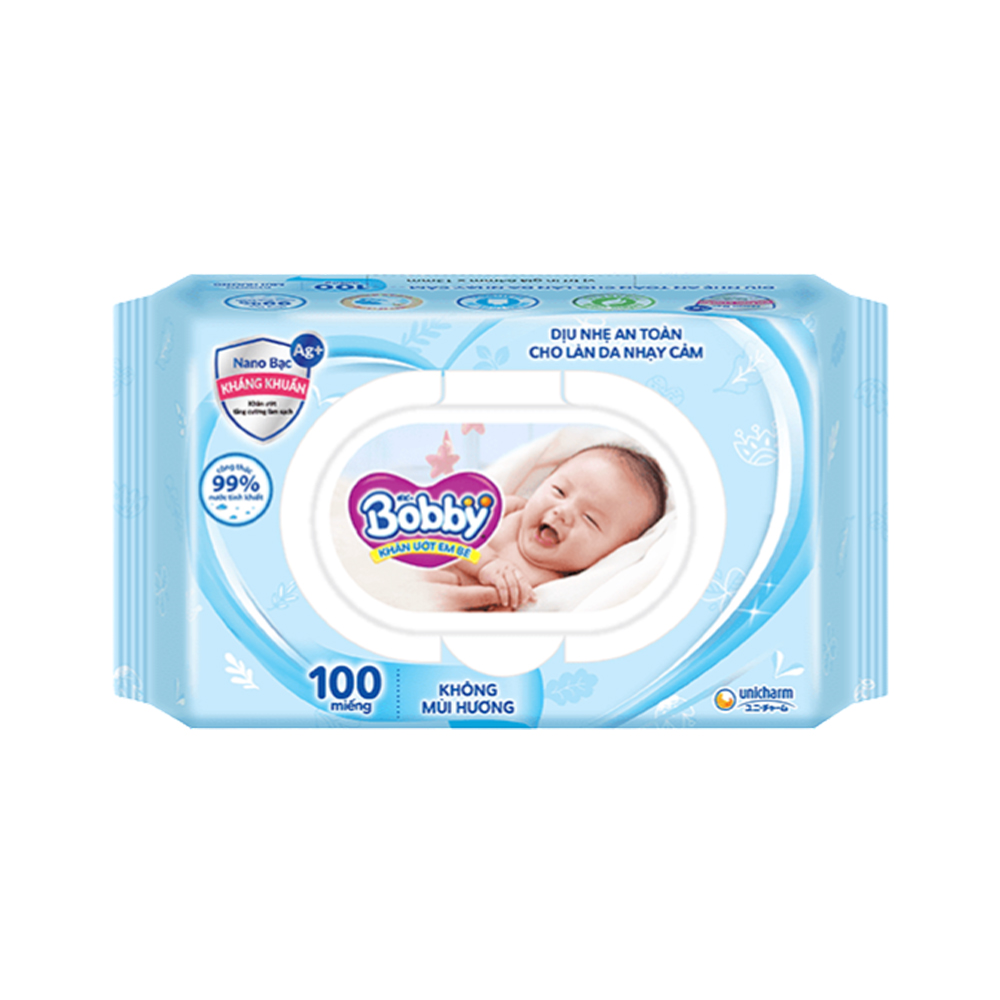 Combo 10 khăn ướt Bobby care không mùi 100 miếng
