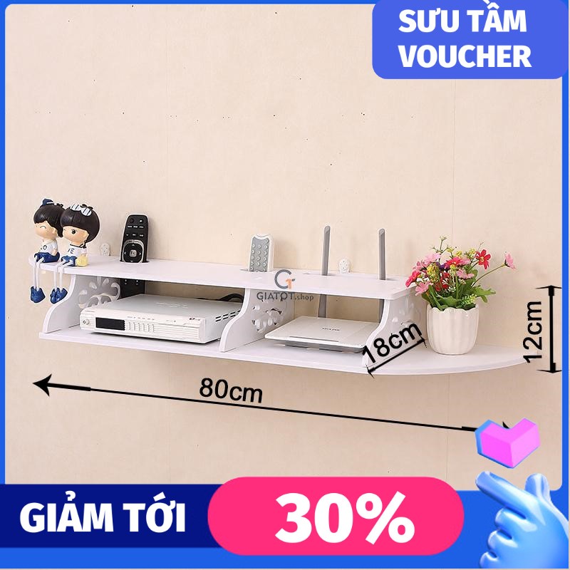 Kệ wifi treo tường - Kệ đầu thu treo tường- Kệ đầu thu wifi - Kệ gỗ PVC cỡ nhỏ KDT-SMALL-01