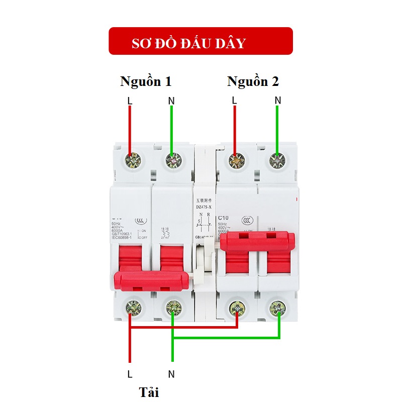 Cầu dao đảo chiều ATOMAT 1 pha 32A 63Am Aptomat  đảo chiều 2 nguồn điện