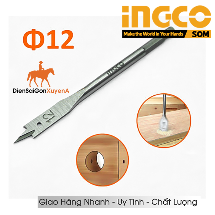Mũi khoan gỗ 12li đầu dẹp 12x152mm INGCO DBW2211201 - Điện Sài Gòn Xuyên Á
