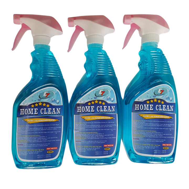 Nước lau kính HOME CLEAN đa năng - Chai 650ml - Sạch thơm an toàn