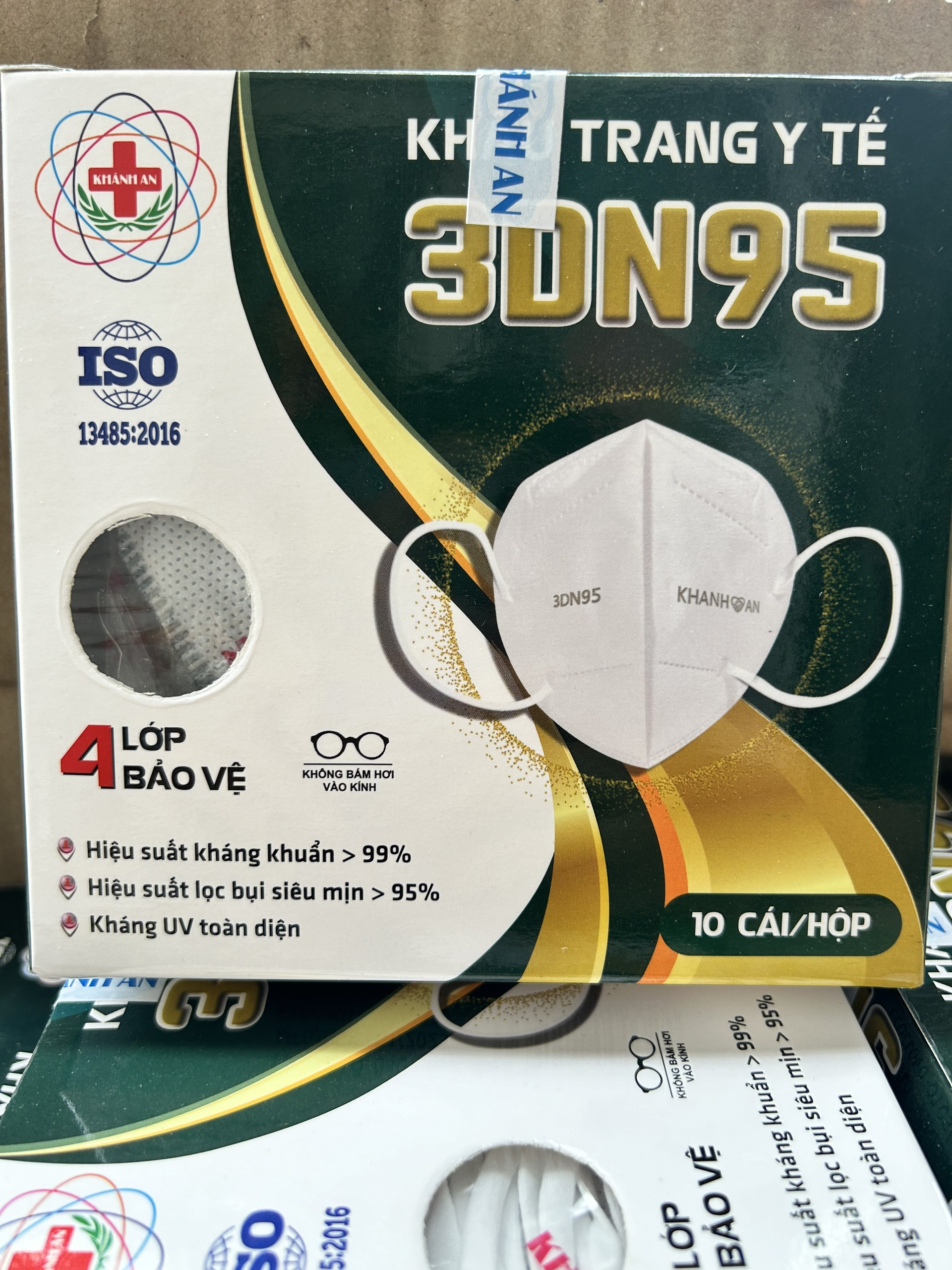 (Hộp 10 cái) Khẩu trang y tế 3D Mask 3DN95 Khánh An kháng khuẩn 99%