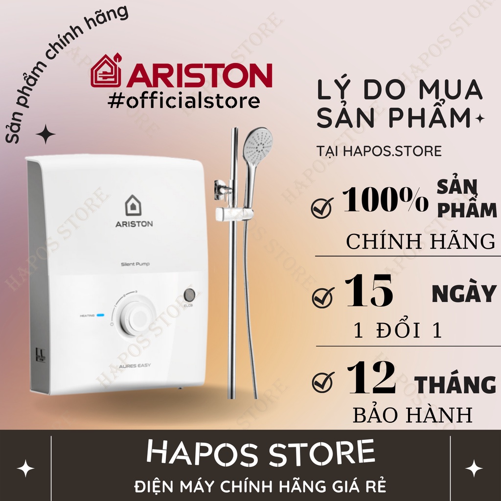 Máy nước nóng Ariston SB35E-VN AURES EASY 3.5 3500W có vòi sen - HAPOS