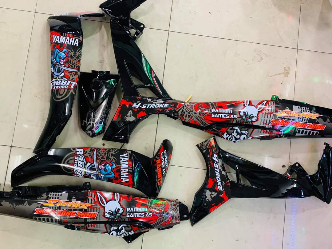 [HCM]Tem xe siriut  tem rời mẫu tem rabbit cao cấp dán xe đen  đỏ đen