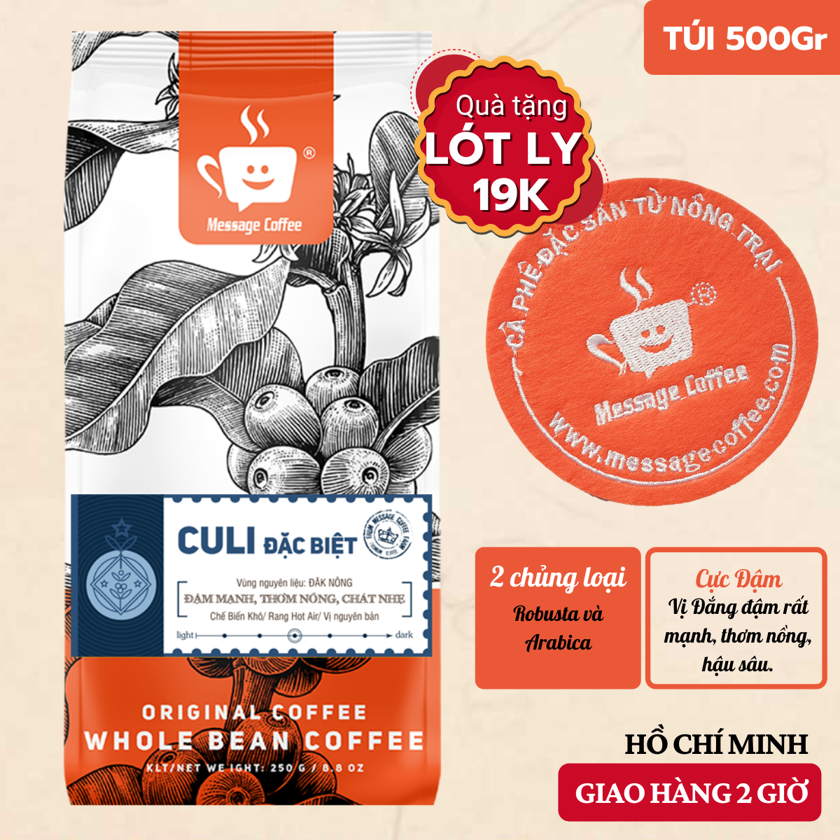GU ĐẬM ĐÀ - HẬU NGỌT Cà phê CULI HONEY ĐẶC BIỆT nguyên chất rang mộc 100%