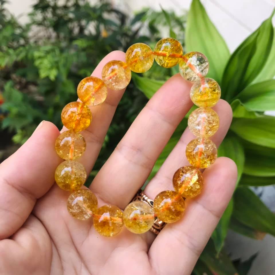 VÒNG TAY THẠCH ANH ƯU LINH VÀNG 12LY