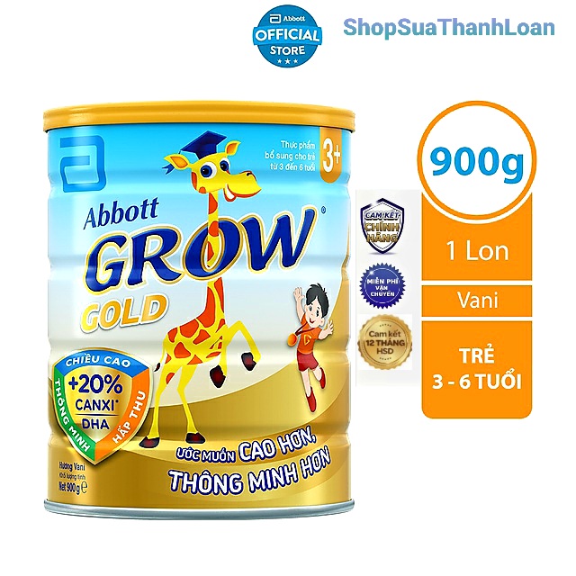 (HSD T8-2025) Sữa Bột Abbott Grow Gold 3+ Lon 900g (Cho Bé Từ 3 - 6 Tuổi).