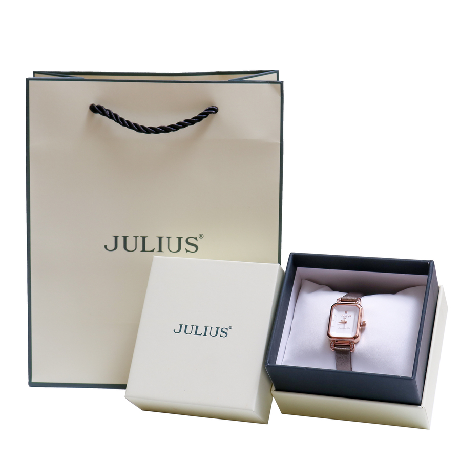 Đồng Hồ Nữ JA-951F Julius Hàn Quốc Dây Da (Xám)