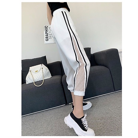 QUẦN BAGGY ĐŨI HÀN PHỐI LƯỚI SỌC - SIÊU MÁT