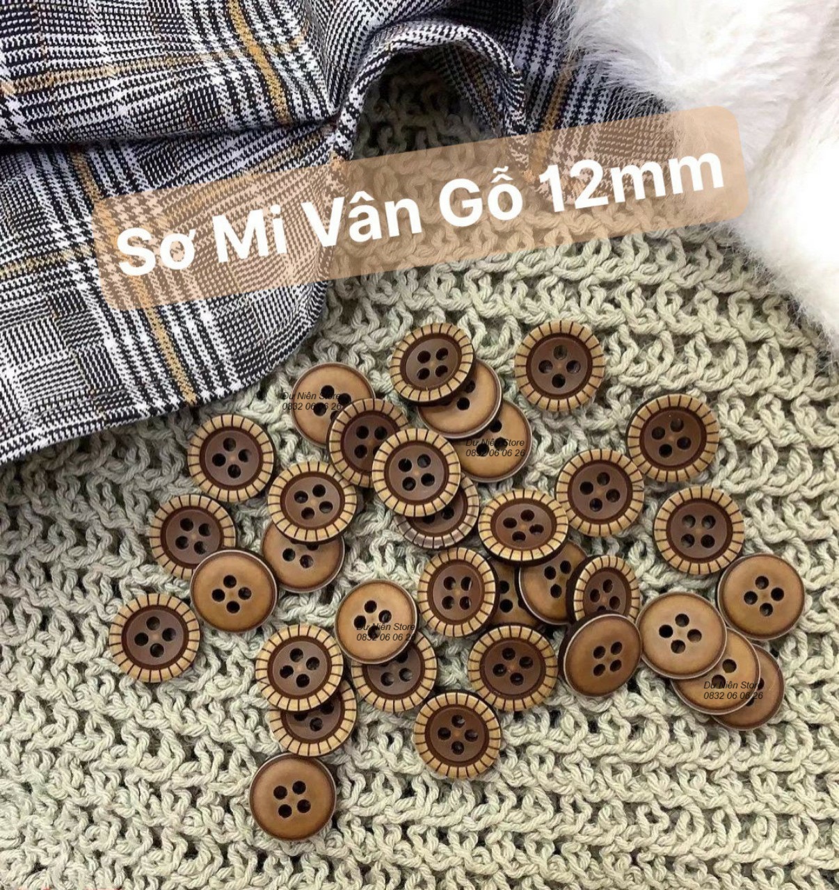 Nút Gỗ 12mm Phong Cách Vintage Gói 50 Nút