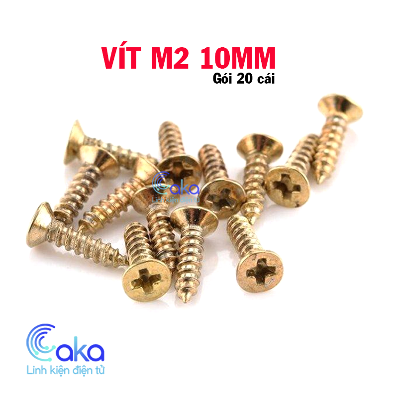Combo 20 con Vít M2 10mm nhọn vàng