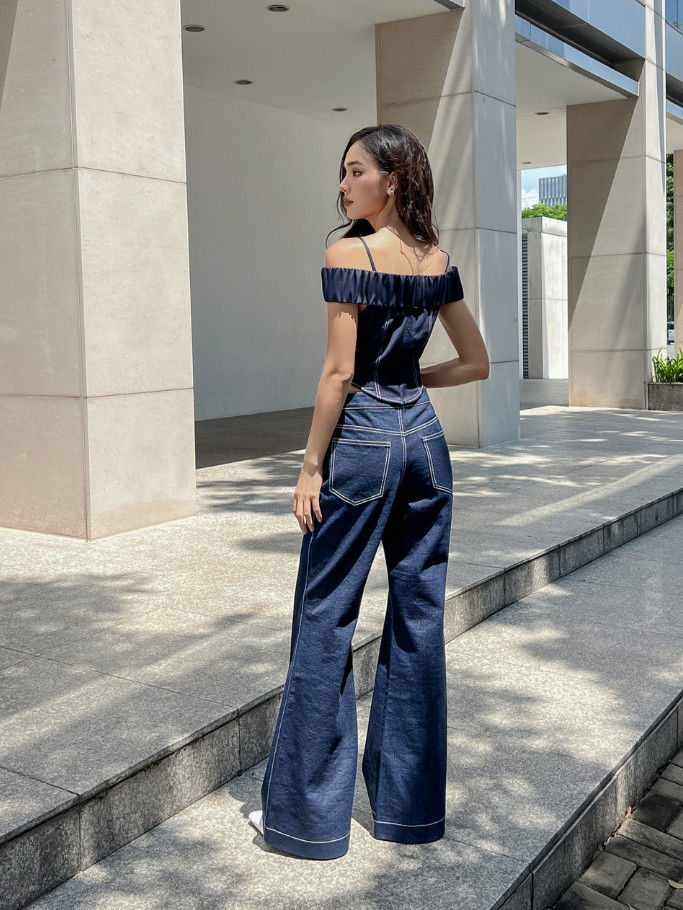COCO SIN - Áo Jean Thun Xanh Trẹt Vai