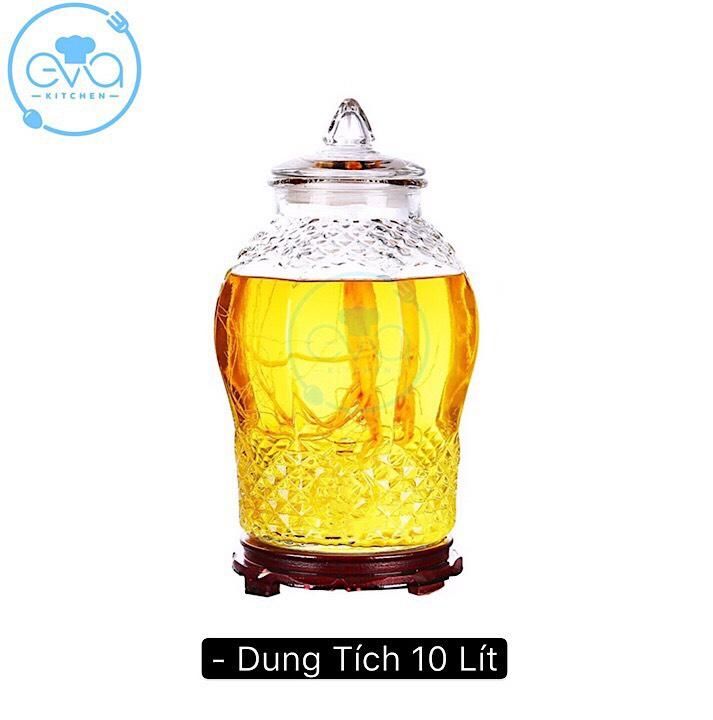 Bình ngâm thủy tinh 10 lít dáng chum hoạ tiết kim cương 8833 - 10l