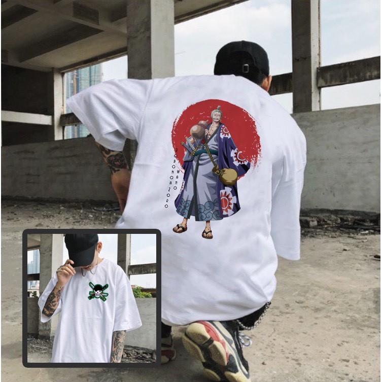 Áo phông tay lỡ unisex roronoa zoro siêu đẹp | áo thun one piece zoro form rộng