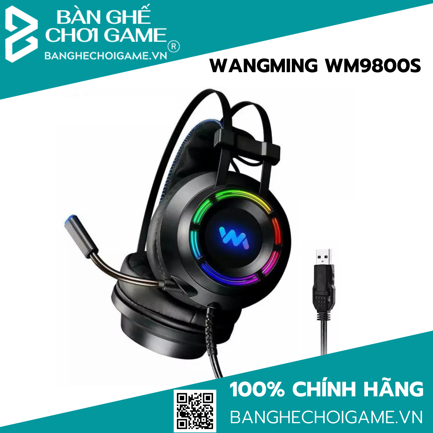Tai nghe gaming Wangming WM9800 giả lập 7.1 USB (đen)