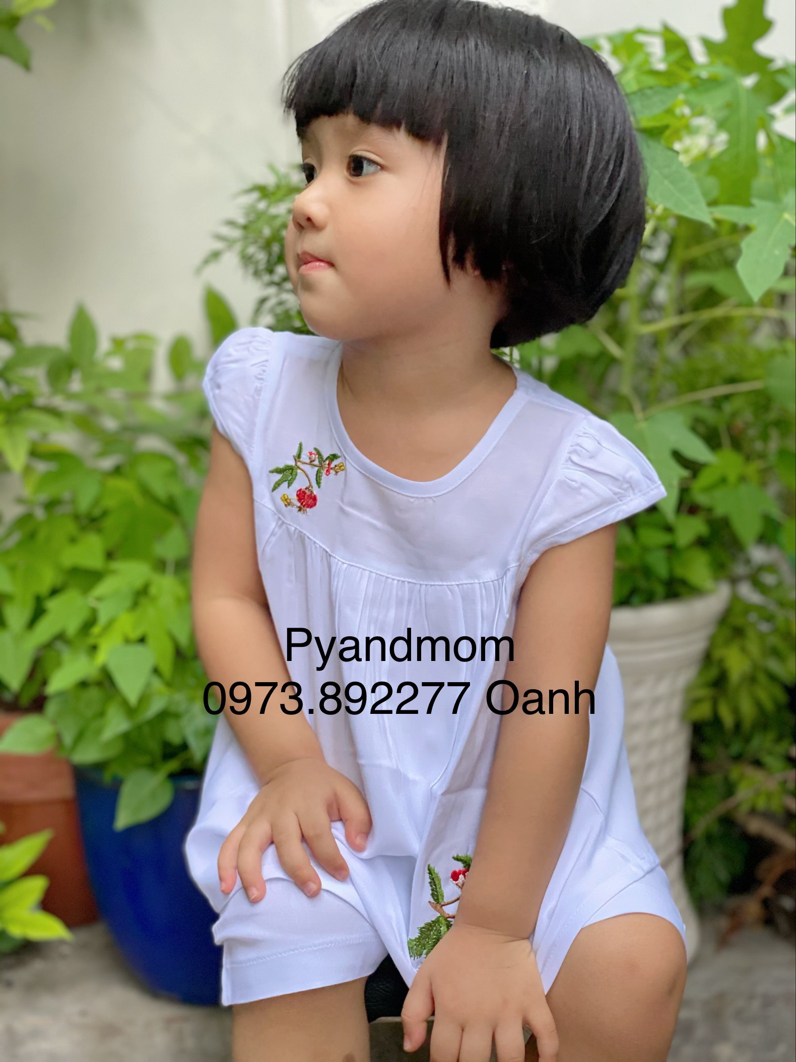 Tole/lanh/tôn thêu Bảo Ngọc màu trắng bé gái quần lững