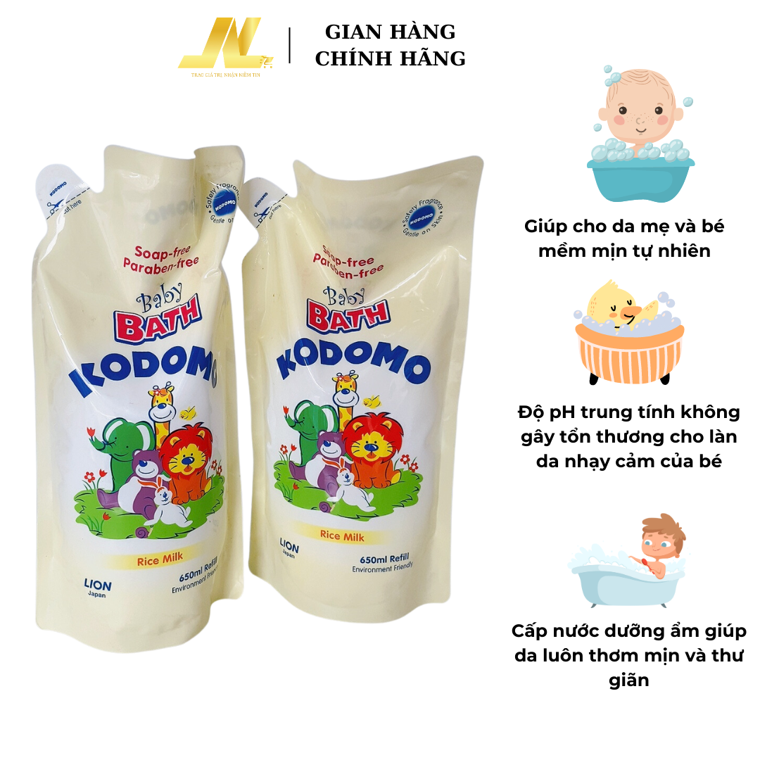 Sữa tắm trẻ em Kodomo tinh chất sữa gạo 650ml