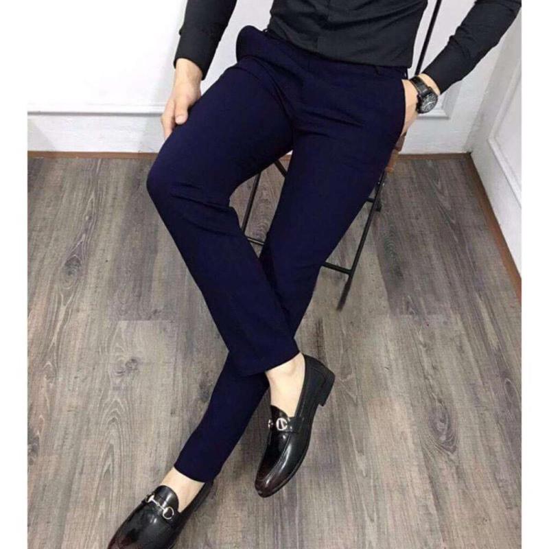 Quần Âu Nam Hàn Quốc Màu Đen, Dáng Ôm, Vải Không Nhăn Cao Cấp Co Giãn Tốt Không Bay Màu, Thiết Kế Tỉ Mỉ