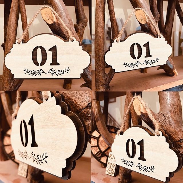 Bảng Gỗ Số Phòng [ dán hoặc dây treo] 16x8,5cm