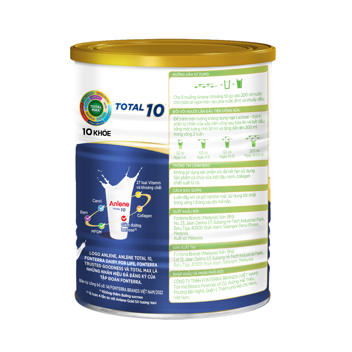 [Voucher giảm đến 26%]Combo 2 Sữa Bột Bổ Sung Dinh Dưỡng Anlene Total 10 Lon 400G
