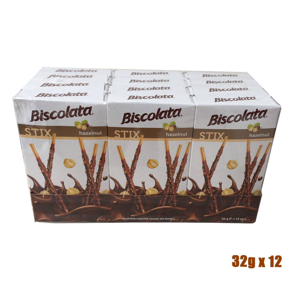 Bánh que Socola hạt phỉ Biscolata Stix 384g (32g x 12 pack)
