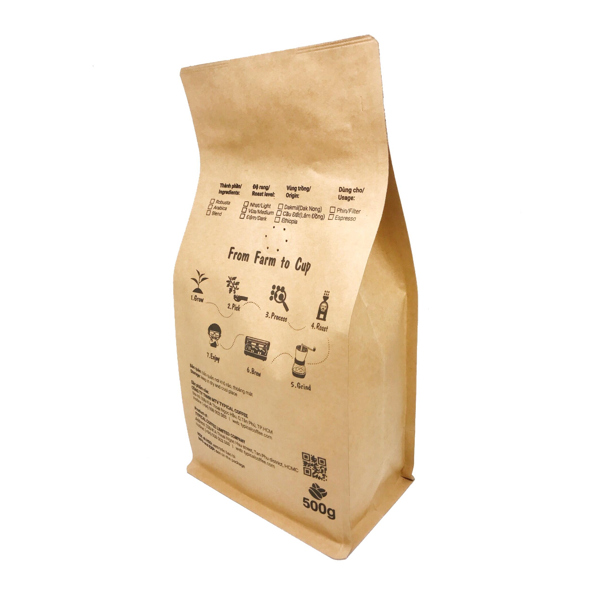 [HCM]Cà Phê Hạt Nguyên Chất Arabica Cầu Đất Acidity 500g