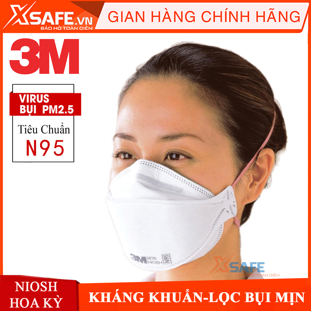 Khẩu trang n95 3m 1870+khẩu trang 3d 5 lớp tiêu chuẩn niosh mỹ/ phòng dịch, bảo vệ hộ hấp, chuyên dụng cho y bác sĩ...