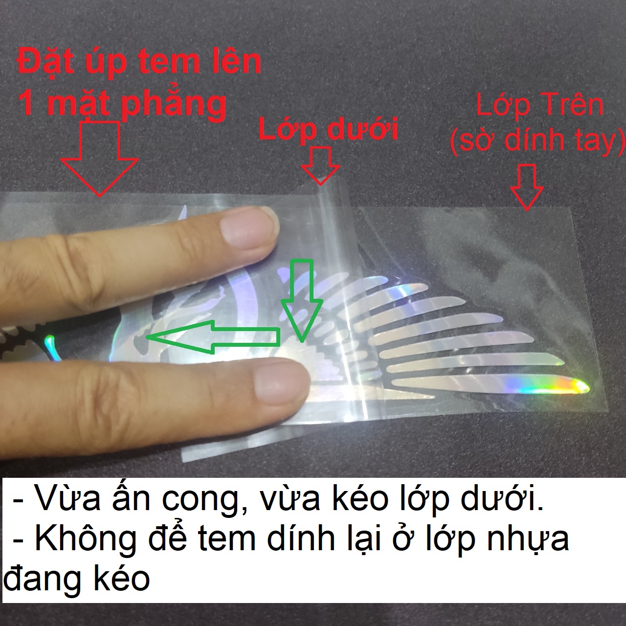Tem decal dán xe phản quang laser vỉ 7 sticker siêu chất