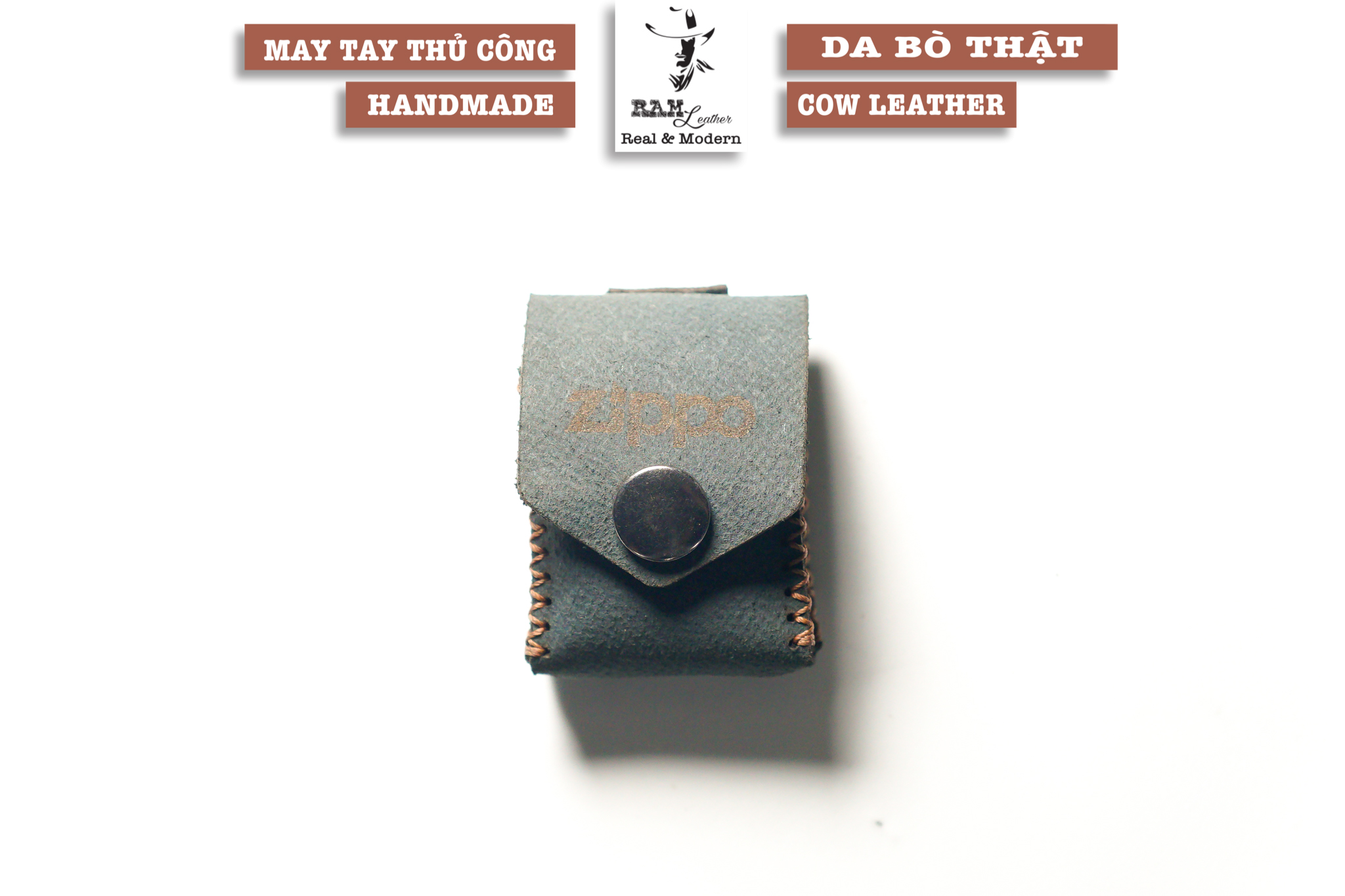 Bao da siêu bền zippo da bò thật ram leather