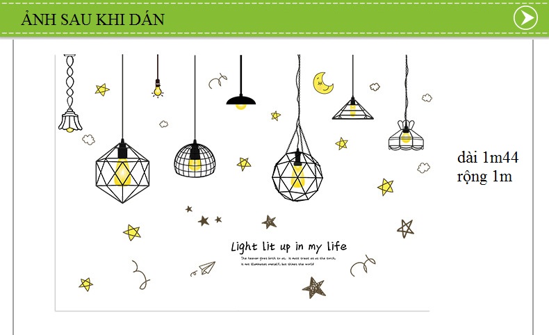 Decal dán tường Đèn trăng vàng