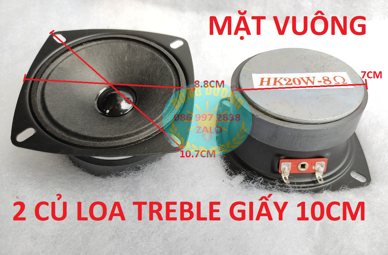 Loa trép hồng kì vuông 10cm - giá hai loa