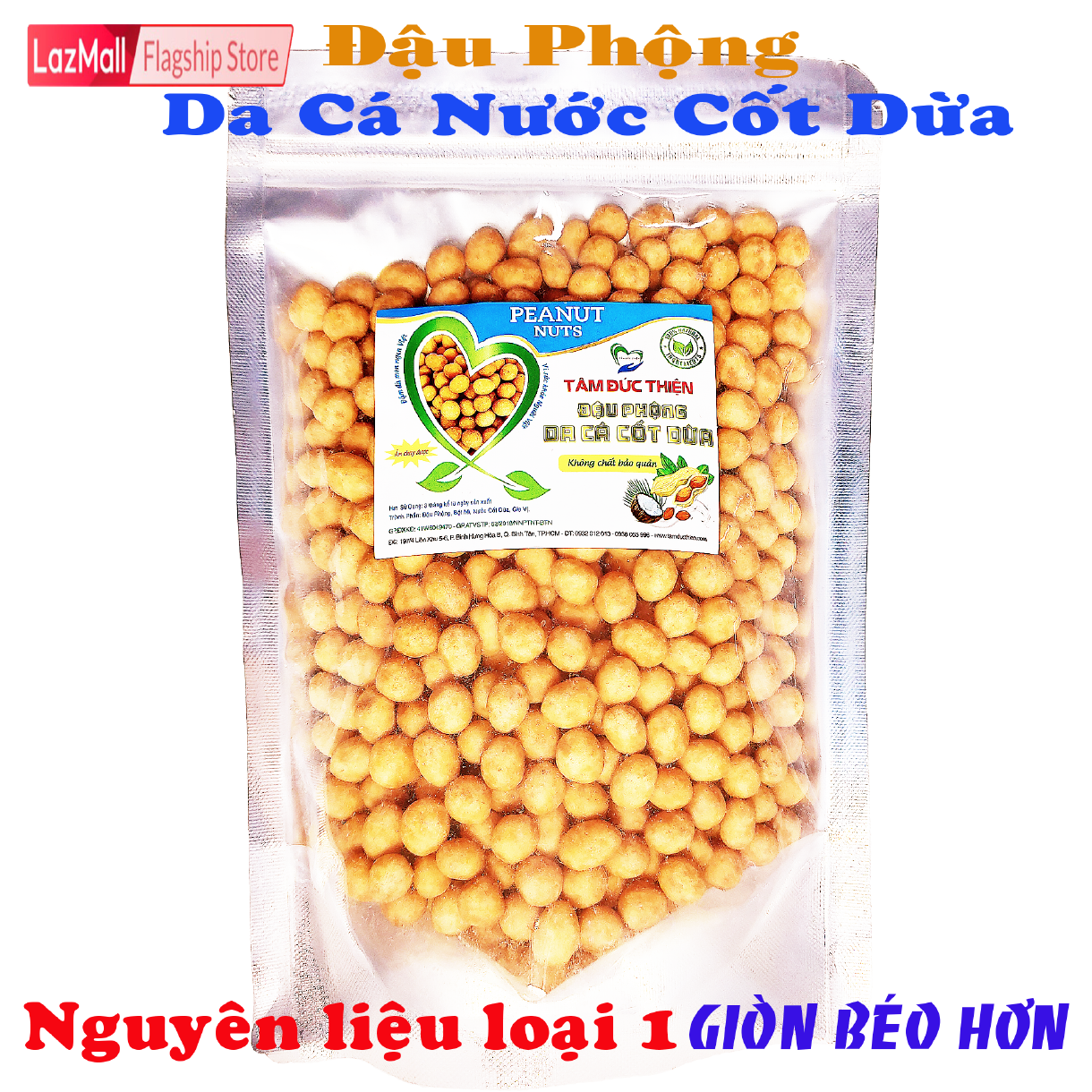 0,5Kg Đậu Phộng Nước Cốt Dừa Túi ZIP Thương Hiệu Tâm Đức Thiện Nguyên Liệu Loại 1 Giòn Béo Hơn Thực Phẩm Đóng Gói Đóng Hộp Ăn Liền đồ ăn vặt Lazada bánh kẹo quà Tết