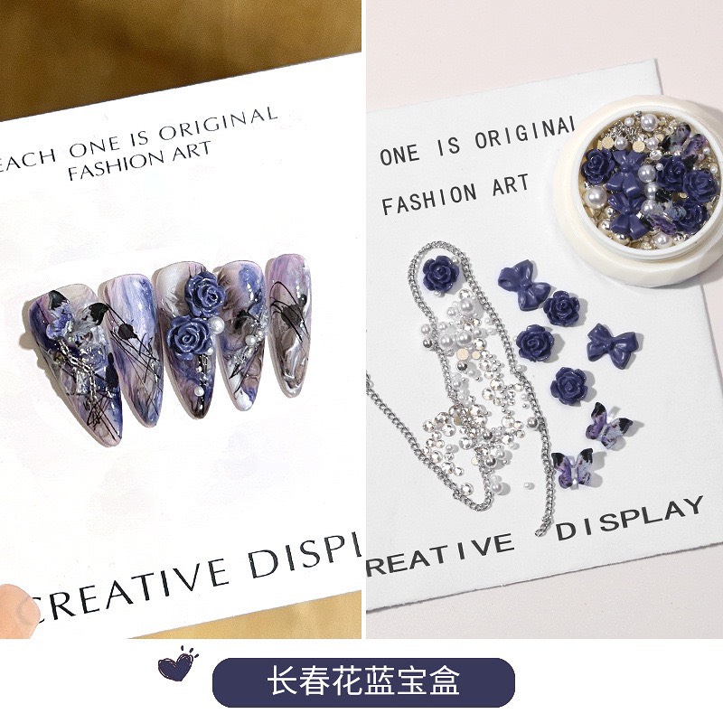 Charm bướm, charm hoa, charm bi và dây đính móng mix. Charm đính móng trang trí nail giá rẻ