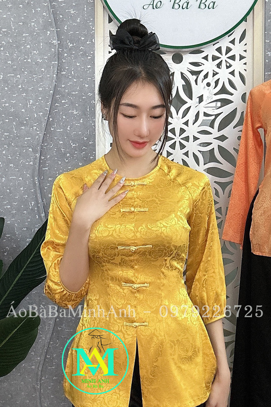 ÁO BÀ BA DÂY KÉO GẤM TRÀ MI (ÁO LẺ)