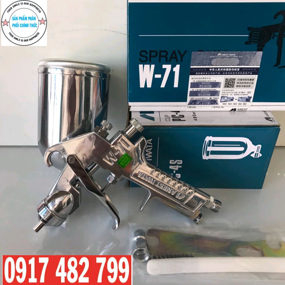 [HCM]DỤNG CỤ PHUN SƠN W71 ANEST IWATA ĐẦU BÉC 1.3-1.5