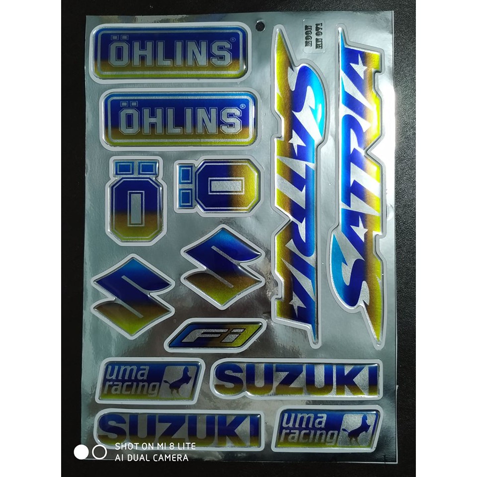 Ddxm v45-5 satria " tem nổi titan phản quang ,decal titan phản quang,sticker,tem dán xe máy - logo