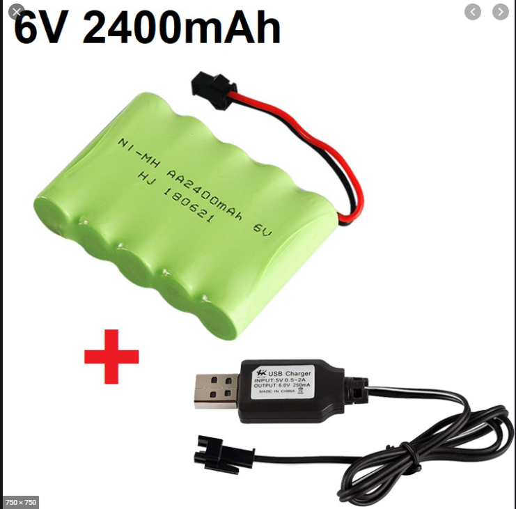 Pin và sạc usb 6v 2400mah Xe Điều khiển Từ Xa