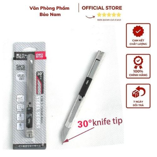 Dao trổ/dao rọc giấy inox deli 2034 - lưỡi dao 30 độ