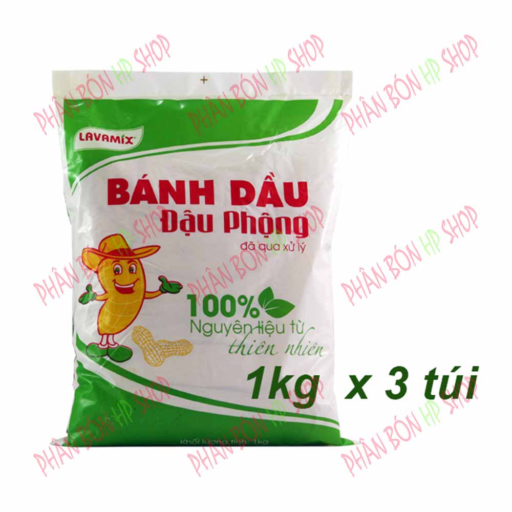 Bộ 3 Túi Phân Bánh Dầu Đậu Phộng Lavamix (1kg) - Đã Qua Xử Lý 100% Nguyên Liệu Từ Thiên Nhiên